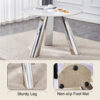 A 42-inch stainless steel leg round table with a marble top is suitable for use by four or six people