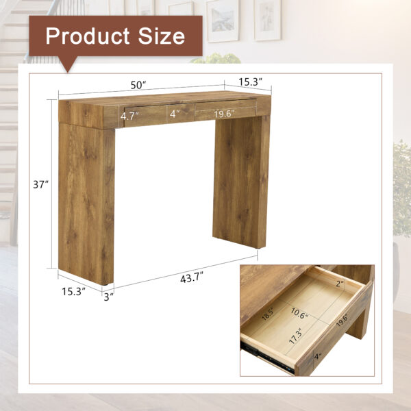 9172442c7e4f4eddaa525431fb2359a2_12c1ef21ccae2e72c207d34596bafda6 Elegant Natural Wood Grain Bar Table-50 Inches Long, a Practical Choice for Modern Homes.Wood Grain Texture Sticker,Equipped With Two Drawers.Serving As A Bar Table Or A Desk.