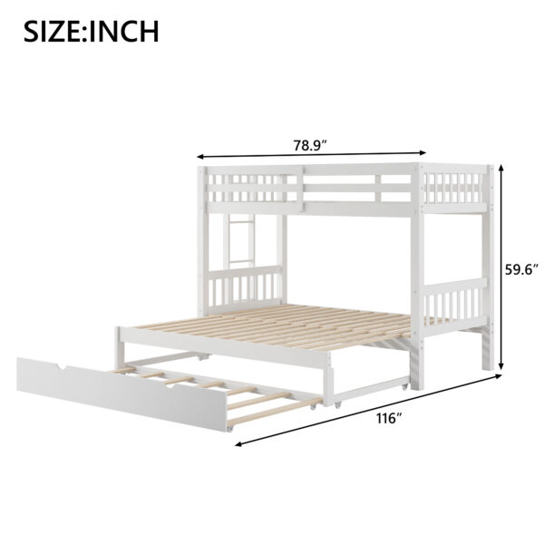 Twin over Pull-out Bunk Bed with Trundle, White(Old SKU:SM000301AAK-1)