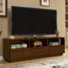 63" Mid-Century Modern TV Stand for TVs up to 75", Thick Sturdy Farmhouse Entertainment Cabinet, Media Console for Living Room, Louver Design & Solid Wood Drawers & Outlet Holes, Walnut