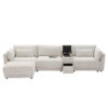 [VIDEO+NEW]124'' Modular Sectional Sofa with Storage Console and Movable Ottoman,33'' Wide Seat,4 Seat L Shaped Chenille Couch,Reversible Comfy Sofa with USB Charger for Living Room,Apartment,2 Colors