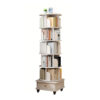 6 Tier Rotating Bookshelf, 360° Display Round Spinning Bookshelf with Wheels and Drawer, Space-Saving, Small Space Rotating Bookshelf Tower for Bedroom, Living Room, Home, Office, Warm White