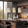 4" Modern Crystal Pendant Light - 3 Pack, Adjustable Hanging Ceiling Lamp with Crystal Prism Design for Dining Room, Kitchen Island, and Living Room -Black Finish