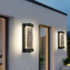19"(H) Black Aluminum Finish Outdoor Wall Light with Bubble Crystal Glass, LED Light Source, 3000K Warm Light, Weatherproof Exterior Sconce for Patio, Porch, or Garage (1-pack)