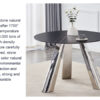 A 42-inch burn stone round table with stainless steel legs can accommodate 4 or 6 diners