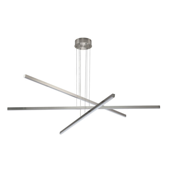 48" Modern LED Chandelier - Geometric 3-Arm Design, Adjustable Hanging, Sleek Metal Finish for Dining Room, Living Room & Office