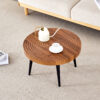 Natural Wood Grain Texture Round Coffee Table - Diameter 23.6 Inches.Exquisite Suction Molding Process,Natural Wood Grain Texture,Black Sprayed Metal Leg.