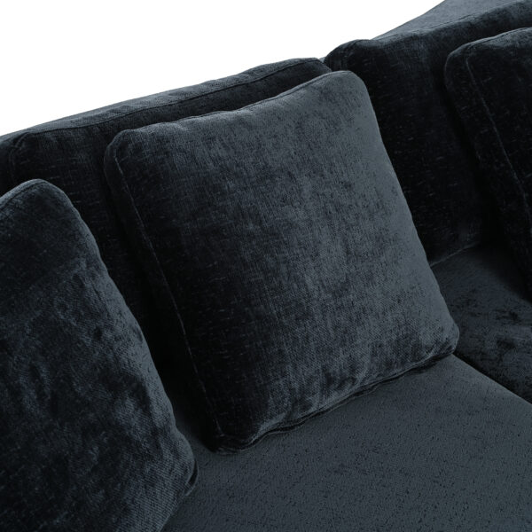 U_Style 115.7" Pure Foam Modular Sofa, 2-Piece Set with 5 Cushions, 4-Seater, Chenille Jacquard Fabric, Curved Design, No Assembly Required, Soft Upholstered Sofa for Living Room & Bedroom