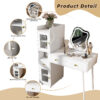 Vanity Dressing Table with LED Mirror & Storage – White Makeup Desk Features 3 Drawers, 2 Open Shelves & 4 Hidden Cabinets (Transparent Doors) - 3 Adjustable Lighting Modes - Ideal for Bedroom or Livi