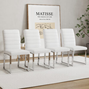 4-Pack - Heavy-duty chairs set: 2.1" thick cushion, iron frame, perfect for home or office. Classic colors, great value W1151134525