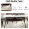 62.99" Modern Artificial Stone White Straight Edge Dark Grey Metal Leg Dining Table-Can Accommodate 6 People(Dining Table Only)