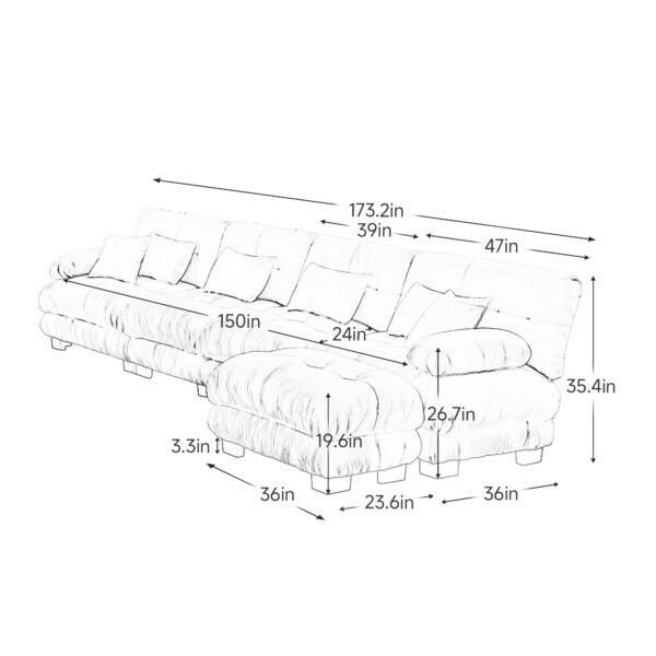 93673d1e2cdd4466b736999ac664e52f_d8be5a65e794da20eef62b413c06d1dd Free Combination, Modular Sectional Sofa,L Shaped Couch for Living Room, 4-Seater Comfy Cloud Couch with Convertible Ottoman, , Chenille Light coffee