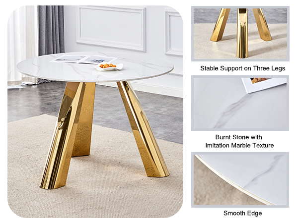 93d1298fc58b40a2852ed05b8d64d383_ac3a88684f3e012163cb132361ee5513 42" Luxury Sintered Stone Table: 0.45" Durable Top + 6" Steel Legs, 500lb Capacity, Stain/Heat-Resistant White/Gray Veined Surface - Modern Minimalist Design