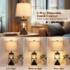 Table Lamp Set of 2 with USB Ports, Touch Control 3-Way Dimmable Bedside Lamp with 2 LED Night Light, Farmhouse Rustic Nightstand Lamp for Living Room Bedroom Decor (2700K Bulbs Included)