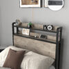 Twin Bed Frames , Headboard and Charging Station & LED Light for Bedroom, Solid and Stable, Noise Free, No Box Spring Needed, Easy Assembly