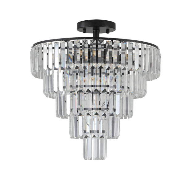 (Same as W1340110374/L5011) 20" Black Crystal Chandelier Ceiling Light, Modern Luxury 10-Light Flush Mount Light Fixture, Elegant Home Lighting for Living Room, Dining Room, Bedroom (No Bulbs)