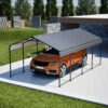 12X20 FT Metal Carport, Outdoor Car Shelter All Weather, Heavy Duty Outdoor Galvanized Car Shelter for Car Boat Truck and SUVs Black