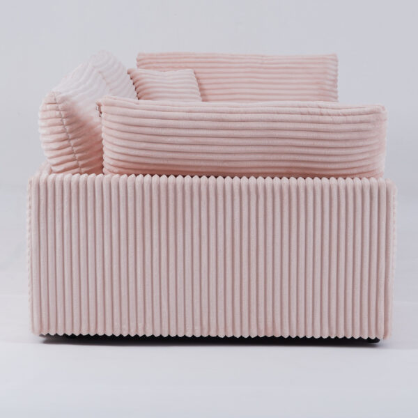 112-inch pink corduroy sofa: two throw pillows and four backrests, opening up a new style for the living room's leisure area