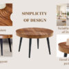 Natural Wood Grain Texture Round Coffee Table - Diameter 23.6 Inches.Exquisite Suction Molding Process,Natural Wood Grain Texture,Black Sprayed Metal Leg.