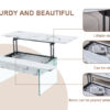 Multifunctional Lift Top Coffee Table -White Marble Pattern, Essential for Modern Homes.Tempered Glass Legs,Multiple Color Options,Lift Top Feature.Perfectly Fitting Into Both Living Rooms And Office.