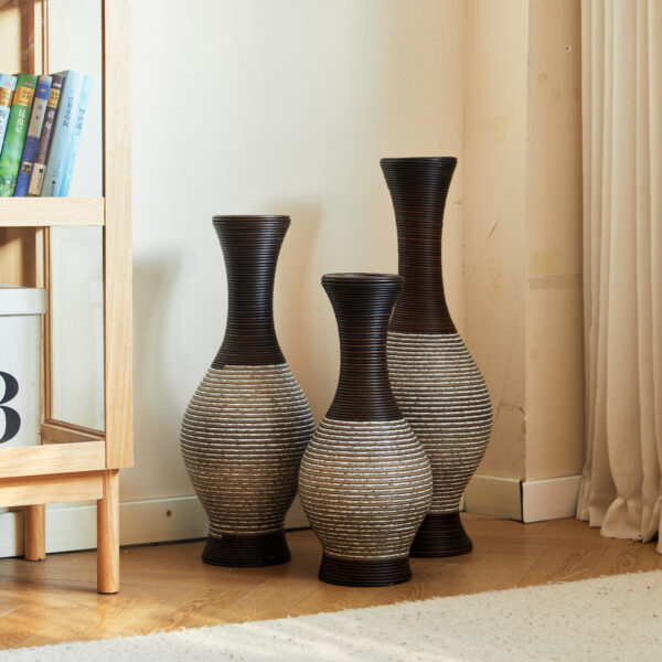 96f5b66a460b42a3a188ade7abcd1499_43cd40b4d6a77aa40e09e0d1c2109dad Desktop Vase, Brown Decorative Floor Vase, Classic and Neat Floor Vase, High Independent Flower Stand, Artificial Vine Vase, PVC Floor Vase, Home Decoration Flower Stand Set of 3 pieces