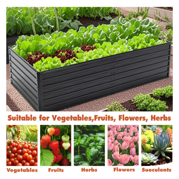 8X4X2ft Galvanized Raised Garden Bed Kit, Rectangular Large Metal Deep Root Planters for Outdoor Plants Vegetables Flowers Herb, 481 Gallon Capacity
