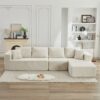 106" Cloud Sectional Couch L-Shape with Right Facing Chaise(Single Seat is not included),Deep Seat Modern Modular Sofa for Living Room,No Assembly Required,Beige (Plush Corduroy Fabric),SF502BG-RFC