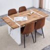 Natural Wood Grain MDF Dining Table - 55"x31.5" Stable Design.Suitable For Various Modern Home Decor Styles.Splicing structure design,Wood Textured Desktop,White Marble Patterned Table Legs.
