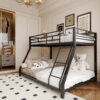 Metal Twin Bunk bed for Kids and Adults , With Safety Guardrail and Ladder , Black