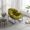 Outdoor Rattan Rocking Chair,Padded Cushion Rocker Recliner Chair Outdoor for Front Porch, Living Room, Patio, Garden, Olive Green