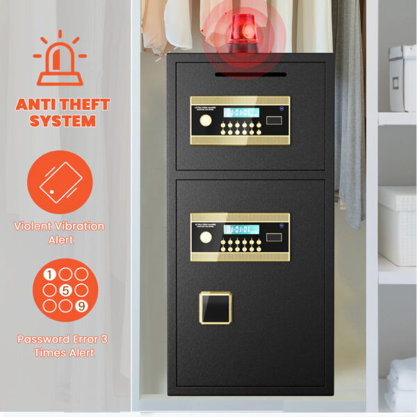 Large Double-door Coin-operated Safe,Digital Security Safe with Fireproof and Waterproof Bag,6.0 Cubic Feet Safe Box with Hidden Code Function for Home,Office and Hotel