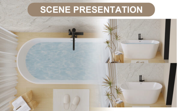 9922f97dd53e4698b9884863a02dc996_27df3a370f44ea9891153e521b0ff038 67" Acrylic Freestanding Bathtub, stand alone bathroom tub, Glossy White, Toe-tap Chrome Drain, cUPC Certified