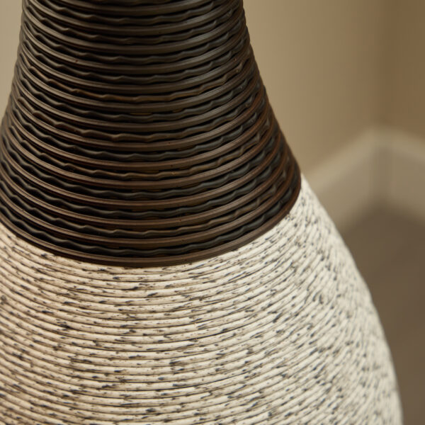 998f09c11d5447bcae93404331779431_b8596bb43c8e507f0b72c0c0cdbd0039 39-Inch Tall Standing Designer Floor Vase - Durable Artificial Rattan - Elegant Two-Tone Dark Brown Finish - Ideal Decor Accent for Living Room, Bedroom, Entryway - Stylish Home Decor Statement Piece