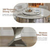 59" Round Sintered Stone Dining Table Set with Stainless Steel Black Titanium Hourglass Base & 6 Gray Padded Chairs – Modern Luxury Marble-Look Kitchen Table for 4-6, Scratch & Heat Resistant Surface