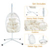 Heavy-Duty Iron Hanging Chair with Wicker Weave – Single Person Swing for Indoor/Outdoor (White)
