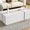 U-Can 47.2''-72.7'' Extendable Coffee Table, Multi-Functional Coffee Table with High-Gloss Finish, Coffee Table with 2 Hidden Storage Space and 2 Drawers for Living Room