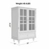 Minimalist White Buffet Cabinet with Double Glass Doors and Drawer, Modern Wooden Storage Sideboard Cupboard for Living room, Dining Room Hallway Entryway