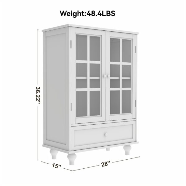 9b588204d5f94f02915c02e40c7182cf_e790960aefa29eeefccc85d537e25aed Minimalist White Buffet Cabinet with Double Glass Doors and Drawer, Modern Wooden Storage Sideboard Cupboard for Living room, Dining Room Hallway Entryway