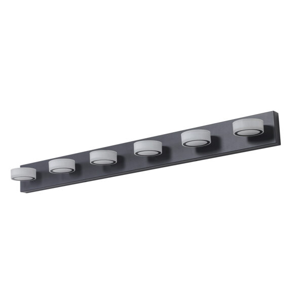 (Same as W1340110595/L2010) 45" Modern 6-Light LED Vanity Light, Sleek Black Bathroom Wall Light Fixture for Mirror, Shower, and Bathroom Decor