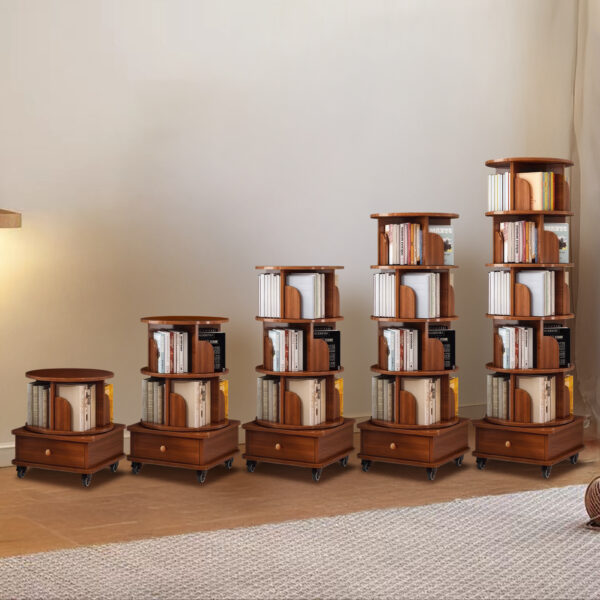 9cafadf50d4a4fae89b3d43192df2507_9f1970d43e66c4d825d744b5426da22b (UPGRADED) Rotating Bookshelf, 360 Display Corner Bookshelf for Small Space, 6 Tier Bookcase Storage Rack with Wheels, Wood Narrow Organizer for Bedroom, Living Room, Study Room, Walnut Brown, Shelves