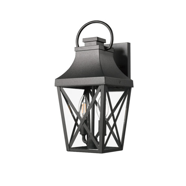 Outdoor Wall Lights, Porch Lights, Waterproof Outdoor Wall Sconce, Exterior Light Fixture Matte Black with Clear Glass Shade for Garage Patio Front Door Balcony (2 pack)
