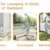 GRHeavy-Duty Iron Hanging Chair with Wicker Weave – Single Person Swing for Indoor/Outdoor (Gray)