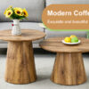 Natural Wood Grain MDF Round Coffee Table - 25.6" Diameter, 15.7" Height.Natural Wood Grain Texture Sticker,Exquisite Wood Grain Surface,Flexible MatchingMRound Tabletop Design.