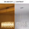 (Same as W1340P189443/L5024-880-C) Silver Elegant Oval Crystal Chandelier, Modern Ceiling Light Fixture with Reflective Hanging Crystals for Dining Room, Living Room, and FoyerS (Bulbs Not Included)