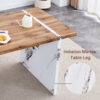 Natural Wood Grain MDF Dining Table - 55"x31.5" Stable Design.Suitable For Various Modern Home Decor Styles.Splicing structure design,Wood Textured Desktop,White Marble Patterned Table Legs.