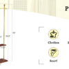 70" Tall Industrial Coat Rack for Entryway, Solid Wood & Stainless Steel Clothing Rack, Double Layer Hanger for Coats, Hats, Bags, Scarves, Shoes Storage, Vintage Wood Grain & Metal, Heavy Duty