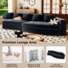 U_Style 115.7" Pure Foam Modular Sofa, 2-Piece Set with 5 Cushions, 4-Seater, Chenille Jacquard Fabric, Curved Design, No Assembly Required, Soft Upholstered Sofa for Living Room & Bedroom