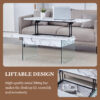 Multifunctional Lift Top Coffee Table -White Marble Pattern, Essential for Modern Homes.Tempered Glass Legs,Multiple Color Options,Lift Top Feature.Perfectly Fitting Into Both Living Rooms And Office.