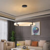 Modern LED Pendant Light, 24-Inch Round Hanging Chandelier with Adjustable Height, Imitation Marble Finish Resin Ring Ceiling Light for Dining Room, Kitchen Island, Living Room