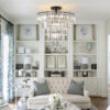 (Same as W1340110374/L5011) 20" Black Crystal Chandelier Ceiling Light, Modern Luxury 10-Light Flush Mount Light Fixture, Elegant Home Lighting for Living Room, Dining Room, Bedroom (No Bulbs)